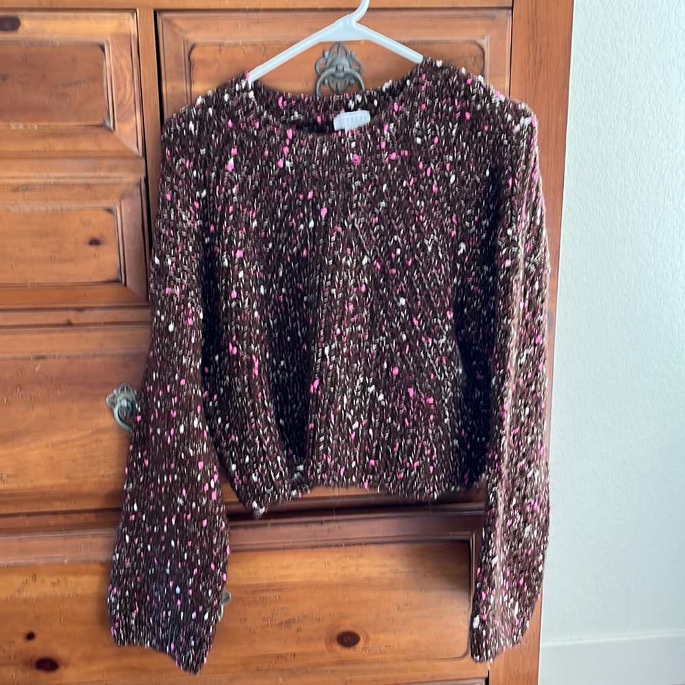 Topshop Women’s brown and pink cropped sweater, size 4-6 US.